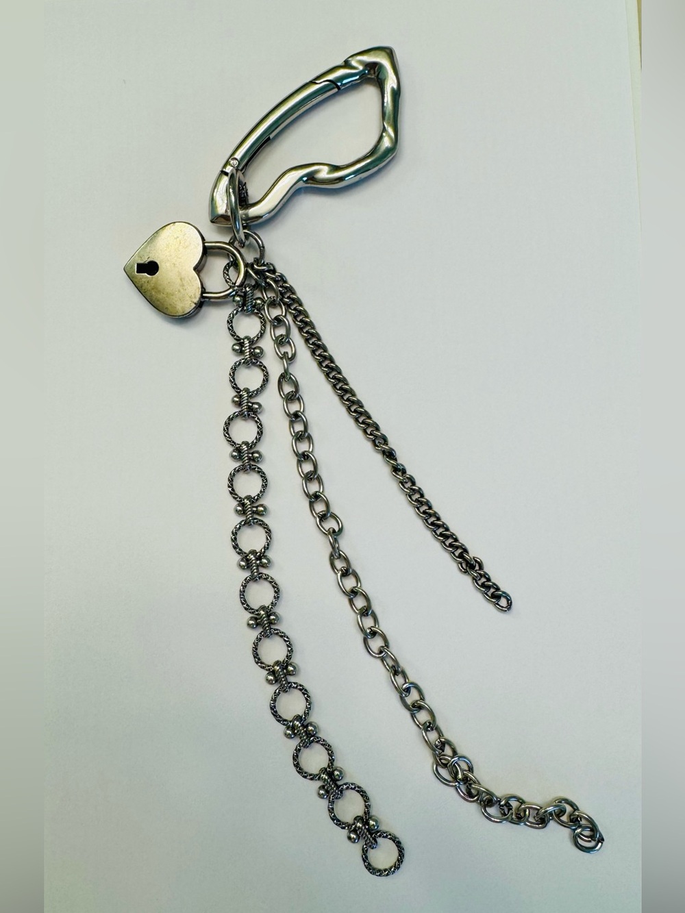 Free People Silver-Tone Heart Lock Multi-Chain Bag Charm